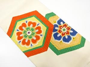 アンティーク　綴れ　重ね亀甲に華紋織り出し袋帯（材料）